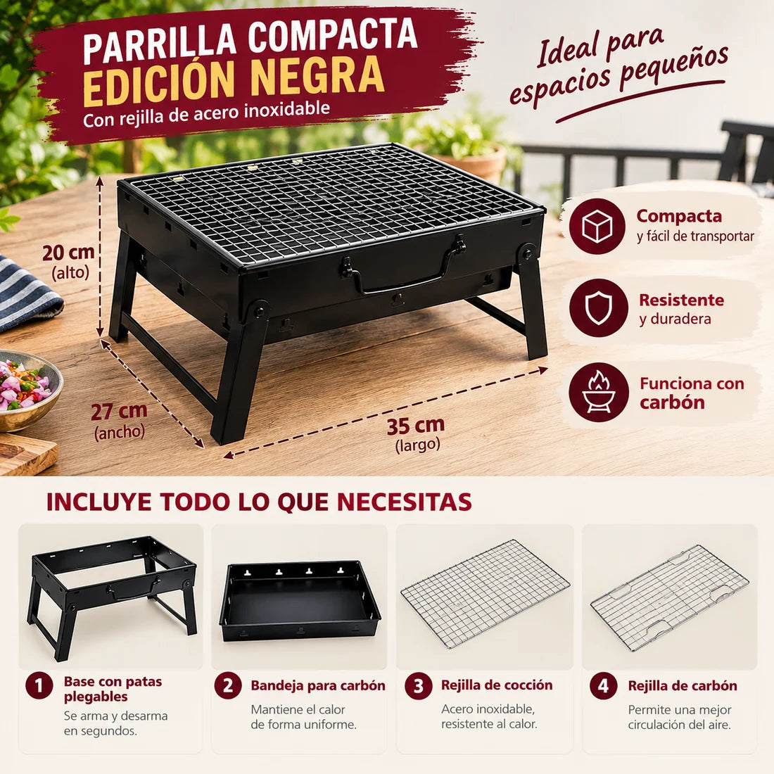 Parrilla Plegable Portátil | Lleva el asado contigo