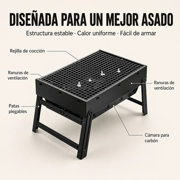 Parrilla Plegable Portátil | Lleva el asado contigo