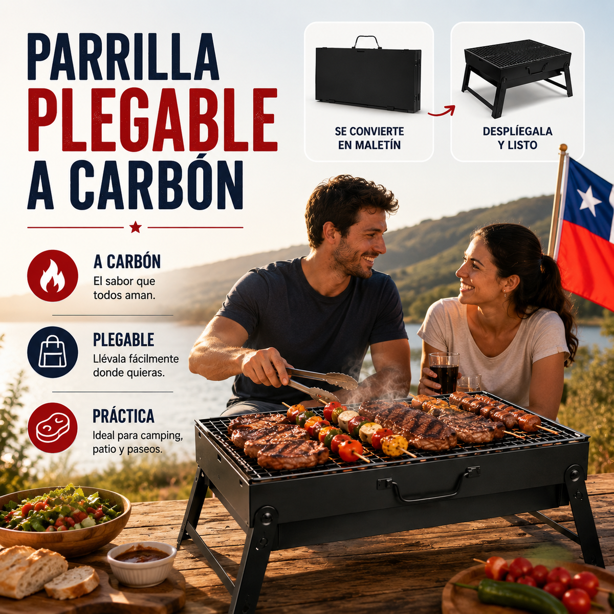 Parrilla Plegable Portátil | Lleva el asado contigo