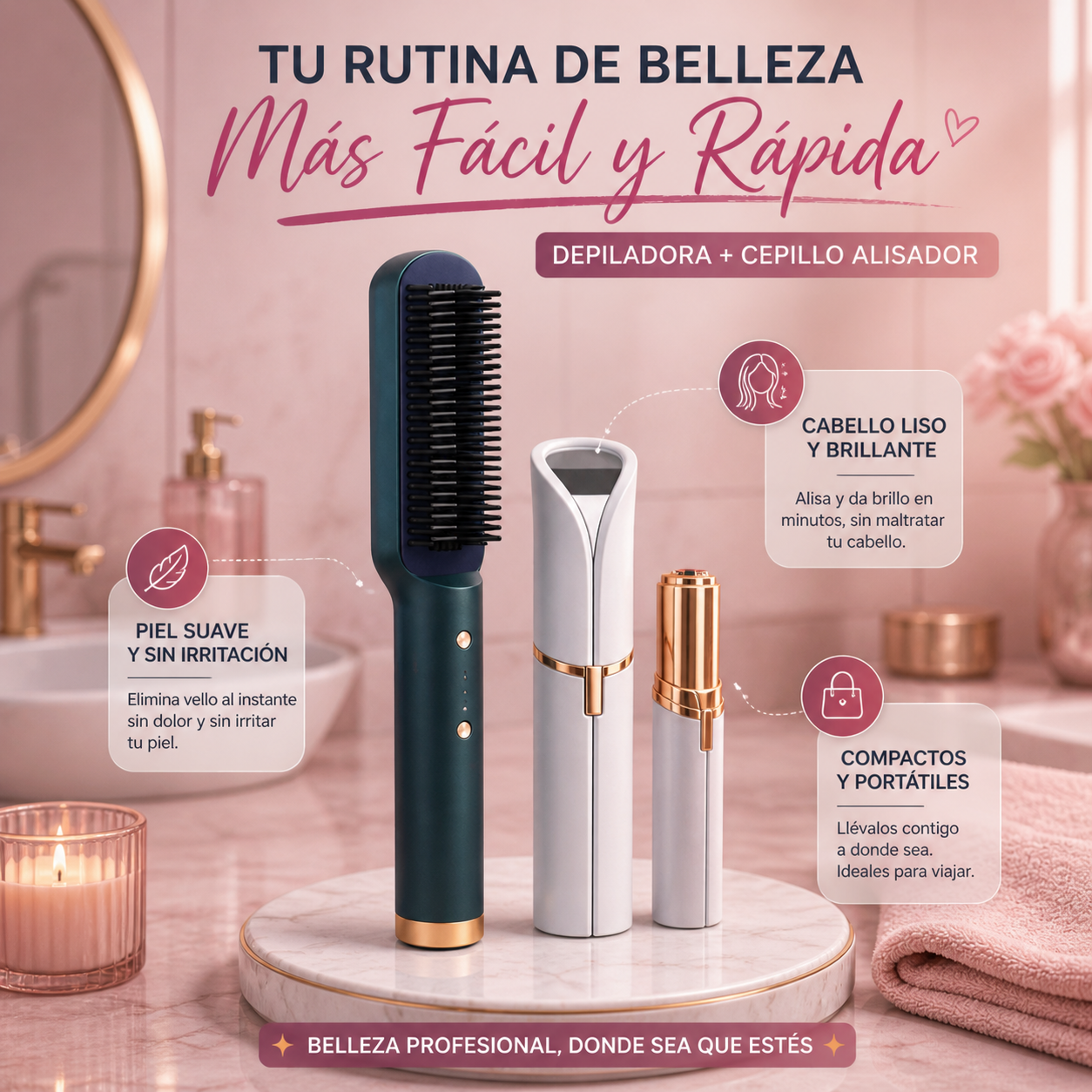 GlowSmooth™ (Depiladora + Cepillo Alisador)