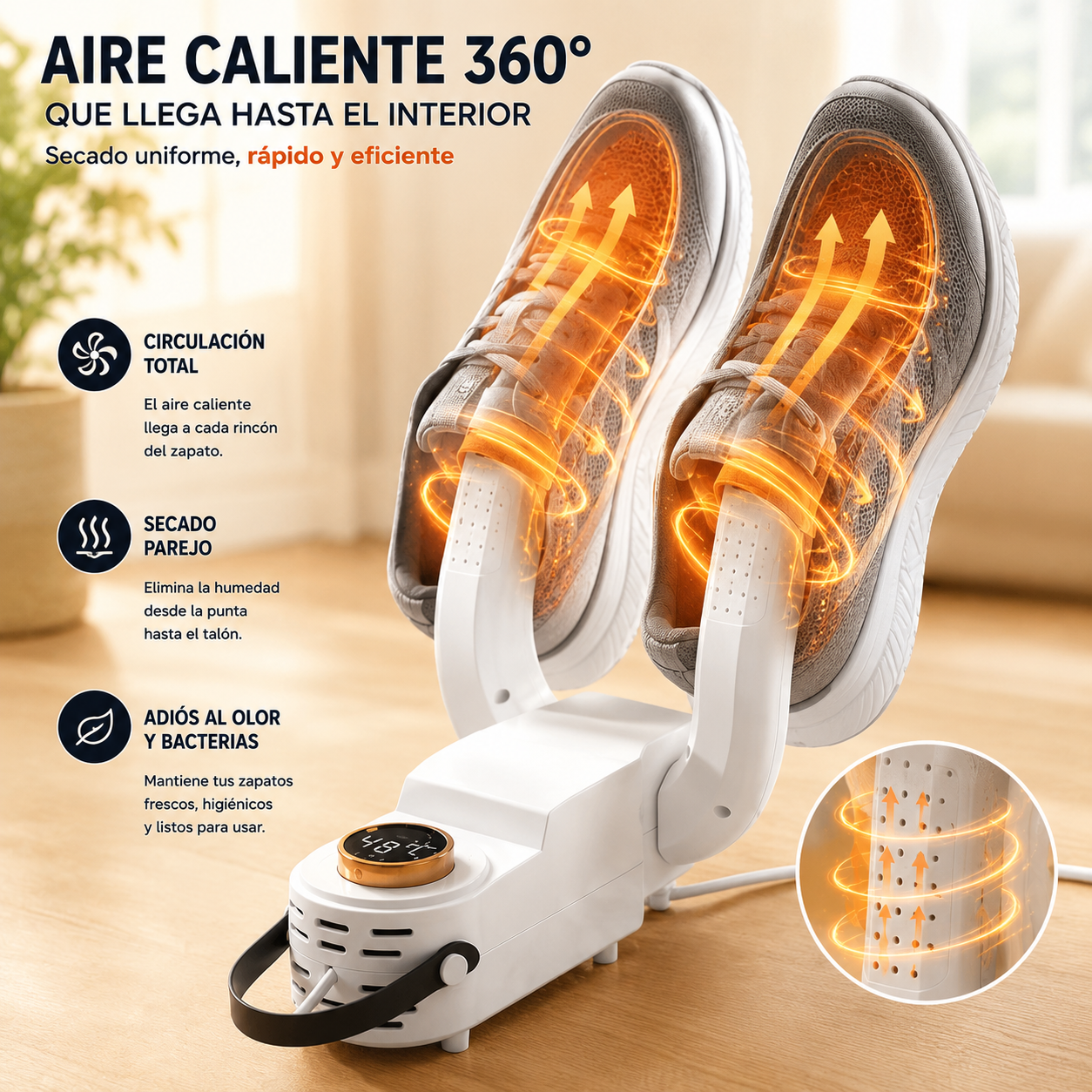 DryStep™  (Secador Inteligente de Zapatos 360°)