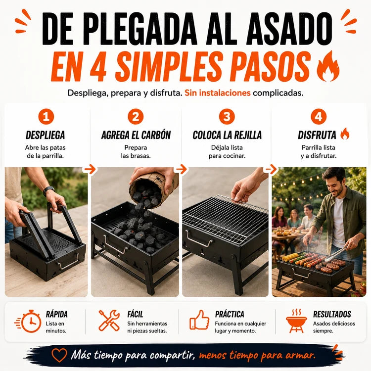 Parrilla Plegable Portátil | Lleva el asado contigo